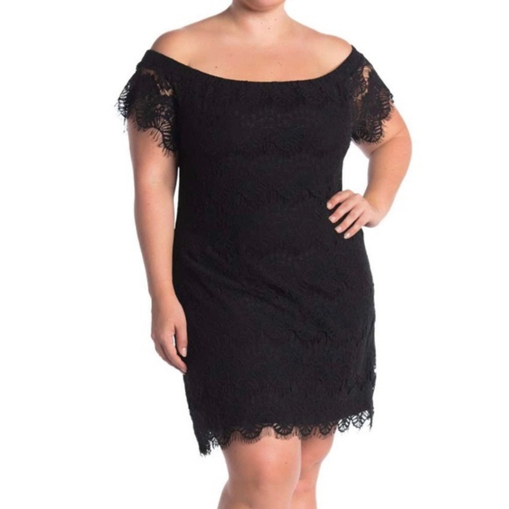 City Chic black off the shoulder lace dress